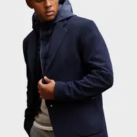 Ombre Men's jacket with hooded lining and high collar - navy blue