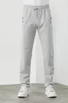 15740 Dewberry Zipper Pocket Embroidery Detailed Sweatpants-GREY