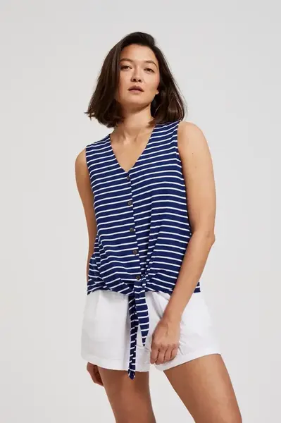 Marisse Women's Blouse L-Ts-4422 White_Navy