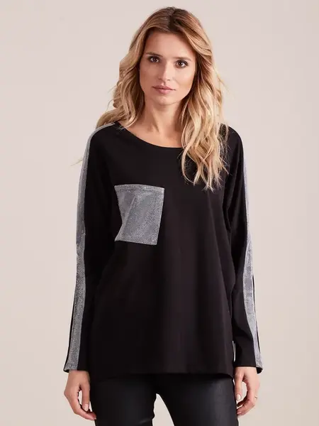 Černá oversize halenka se stříbrnými vsadkami