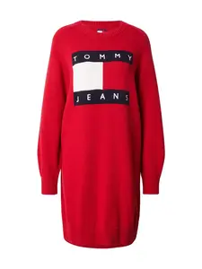 Tommy Jeans Pletené šaty  námornícka modrá / červená / biela