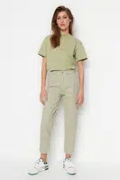 Trendyol Mint Vysoký pas Mom Jeans