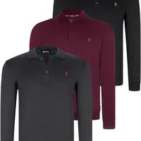 TRIPLE SET V4007 DEWBERRY MEN'S SWEATSHIRT-BLACK-NAVY-PURPLE