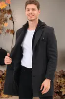 PLT8371 DEWBRRY MEN'S COAT-OPEN DIAGONAL ANTHRACITE