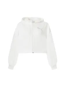 PUMA Tepláková bunda 'ESSENTIALS'  strieborná / biela