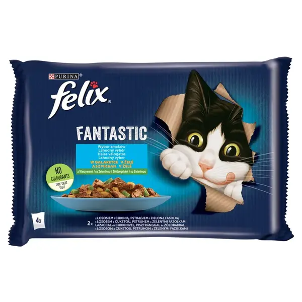 Felix Fantastic lahodný výběr se zeleninou v želé - s lososem a cuketou 12 x (4 x 85 g)