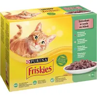 Friskies Multipack ve šťávě, s hovězím, kuřetem, tuňákem a treskou 6 x (12 x 85 g)