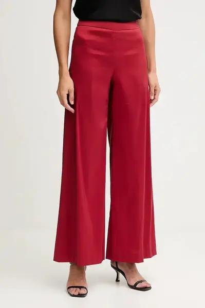 Kalhoty Pedro del Hierro dámské, vínová barva, široké, high waist, 7602521