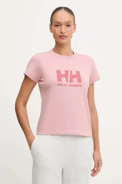 Bavlněné tričko Helly Hansen HH LOGO dámské, béžová barva, 54593