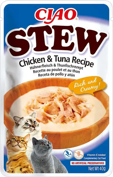 Inaba Cat Ciao Stew smetanové ragú pro kočky - kuře, tuňák 40 g