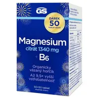 GS Magnesium citrát 1340 mg + B6  50 + 50 tablet NAVÍC