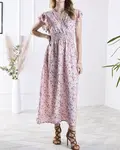 Resti Pink women's floral midi dress - Clothing