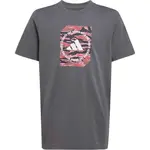 adidas CAMO LOGO TEE Chlapčenské tričko, tmavo sivá, veľkosť