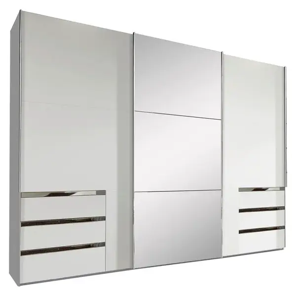 MID.YOU SKŘÍŇ S POSOUVACÍMI DVEŘMI, barvy stříbra, bílá, 300/216/65 cm