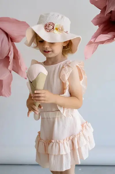 Dětský bavlněný klobouk Jamiks JAGIENKA béžová barva, JLH081