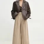 Bavlněné kalhoty Answear.LAB dámské, béžová barva, široké, high waist