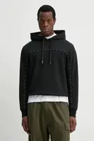 Bavlněná mikina Versace Jeans Couture pánská, černá barva, s kapucí, hladká, 78GAI3H1 F0010