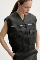 Kožená vesta Bally černá barva, WLE06Q