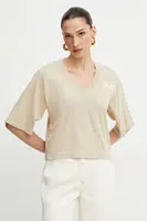 Bavlněné tričko Pinko béžová barva, 104606 A2D0