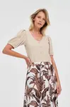 Marisse Beige Blouse With Puffed Sleeves