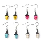 4 Pairs Dyed Synthetic Turquoise Pendants Earrings