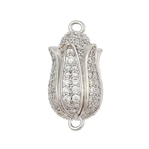 Brass Micro Pave Clear Cubic Zirconia Magnetic Clasps