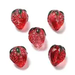 Transparent Glass Enamel Beads Strawberry