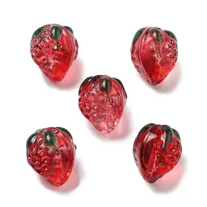 Transparent Glass Enamel Beads Strawberry