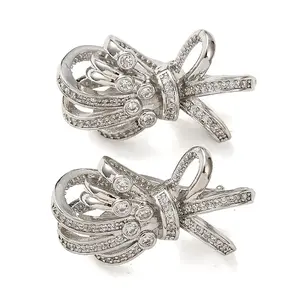 Brass Micro Pave Cubic Zirconia Twister Clasps