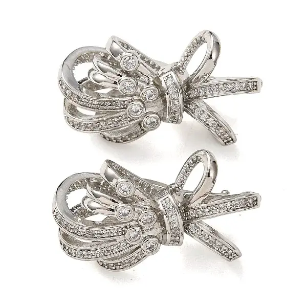 Brass Micro Pave Cubic Zirconia Twister Clasps