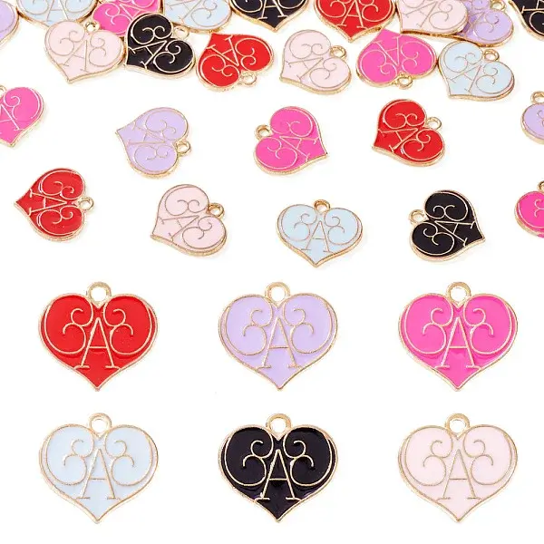 30Pcs 6 Colors Alloy Enamel Pendants