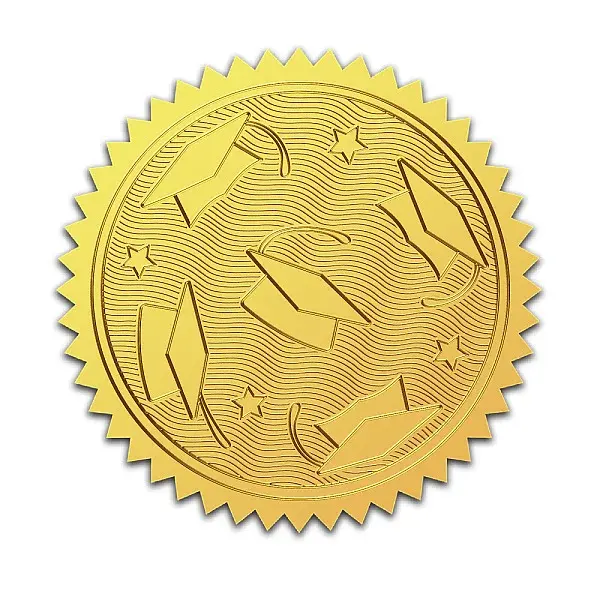 Plastic Self Adhesive Gold Foil Embossed Stickers