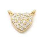 925 Sterling Silver Micro Pave Clear Cubic Zirconia Heart Charms