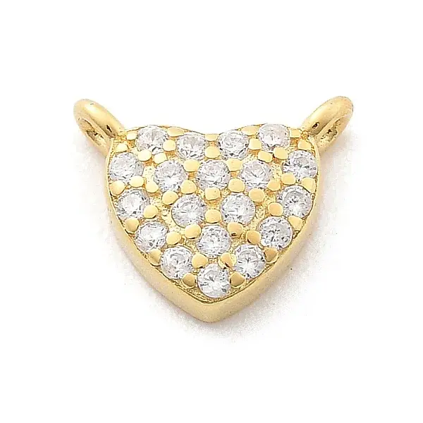 925 Sterling Silver Micro Pave Clear Cubic Zirconia Heart Charms