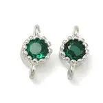 Brass Pave Green Cubic Zirconia Flat Round Links Connector Charms