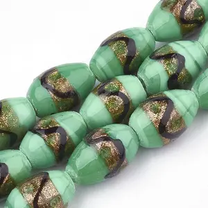 Handmade Gold Sand Lampwork Beads