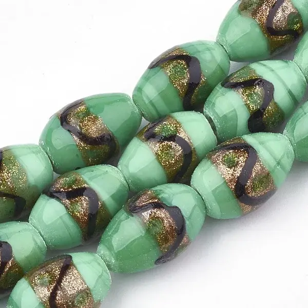 Handmade Gold Sand Lampwork Beads