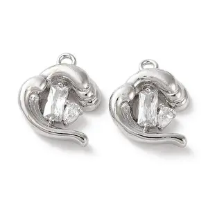 Brass Micro Pave Clear Cubic Zirconia Charms