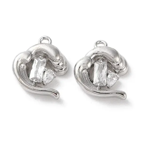 Brass Micro Pave Clear Cubic Zirconia Charms