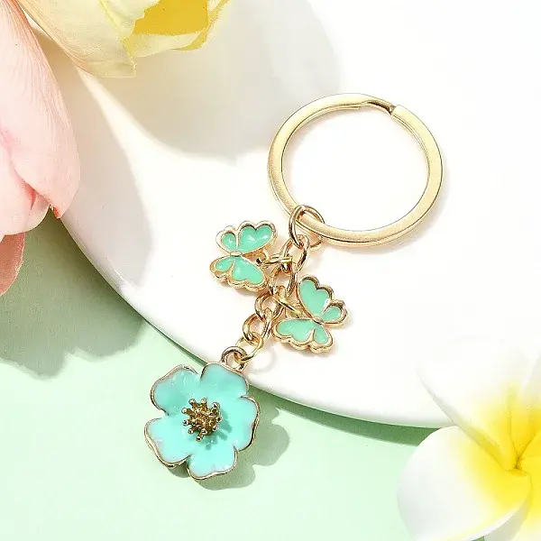 6pcs Flower Alloy Enamel Keychain