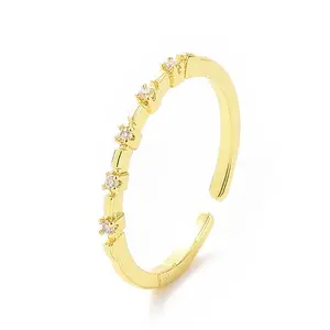 Clear Cubic Zirconia Thin Open Cuff Ring