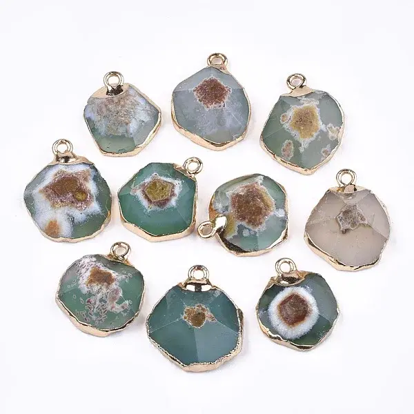 Electroplate Natural Agate Pendants