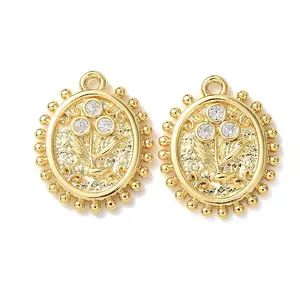 Brass Micro Pave Cubic Zirconia Pendants