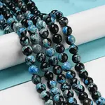Faceted Round Dyed Natural Fire Crackle Agate Beads Strands