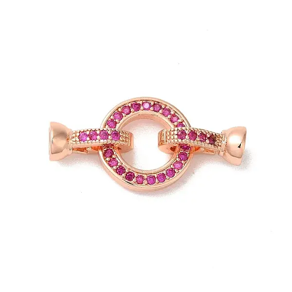 Rack Plating Round Ring Brass Micro Pave Cubic Zirconia Fold Over Clasps
