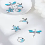 8Pcs 4 Styles Alloy Enamel Pendants