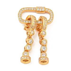 925 Sterling Silver Micro Pave Clear Cubic Zirconia Fold Over Clasps