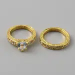 2Pcs 2 Style Cubic Zirconia Heart Finger Rings