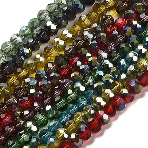 Electroplate Glass Faceted Rondelle Beads Strands