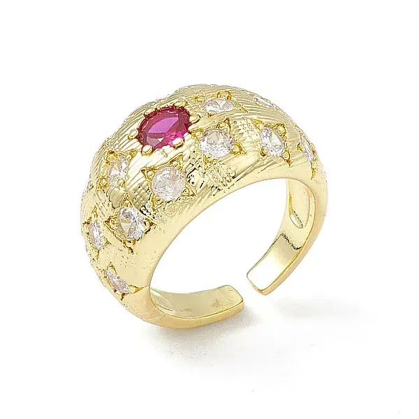 Cubic Zirconia Dome Open Cuff Ring